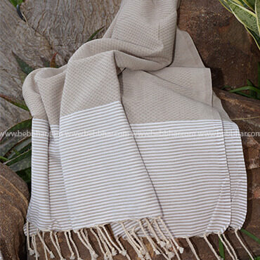 Fouta en nid d'abeille beige 100% coton ultra absorbante et à séchage rapide