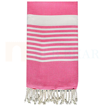 Fouta 100% coton à tissage à plat, elle est multi-usage comme serviette de plage ou de hammam mais aussi dans la décoration comme nappe, rideau,....