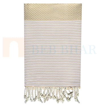 Fouta en nid d'abeille beige 100% coton ultra absorbante et au séchage rapide