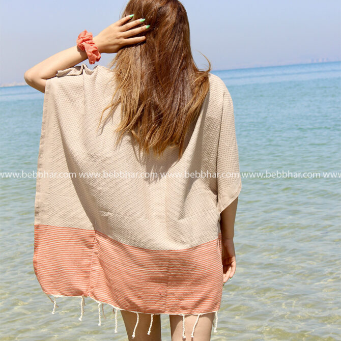 Lot de plage de 6 pièces en fouta tunisienne 100% coton, composé d'une robe de plage de taille standard, un très grand sac de plage avec doublure, une fouta, une trousse pour le téléphone, un porte monnaie et un chouchou pour les cheveux